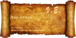 Vas Ervin névjegykártya